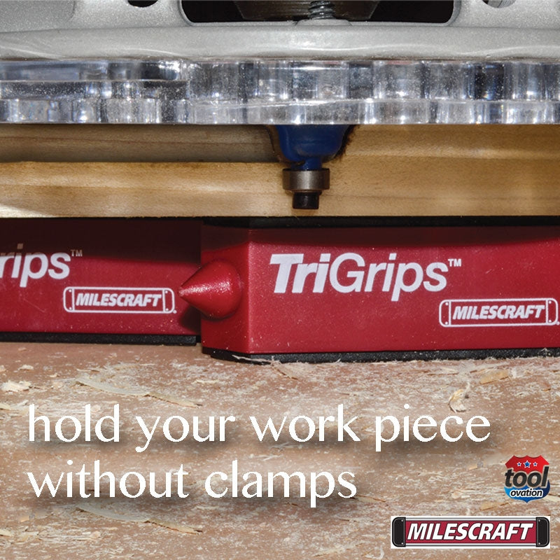 1600 Milescraft TriGrips example showing holding a work piece without clamps