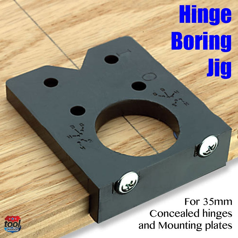 EASY.DRILL Easy Drill Hinge Boring Jig for 35mm concealed hinges - example layout on wood door