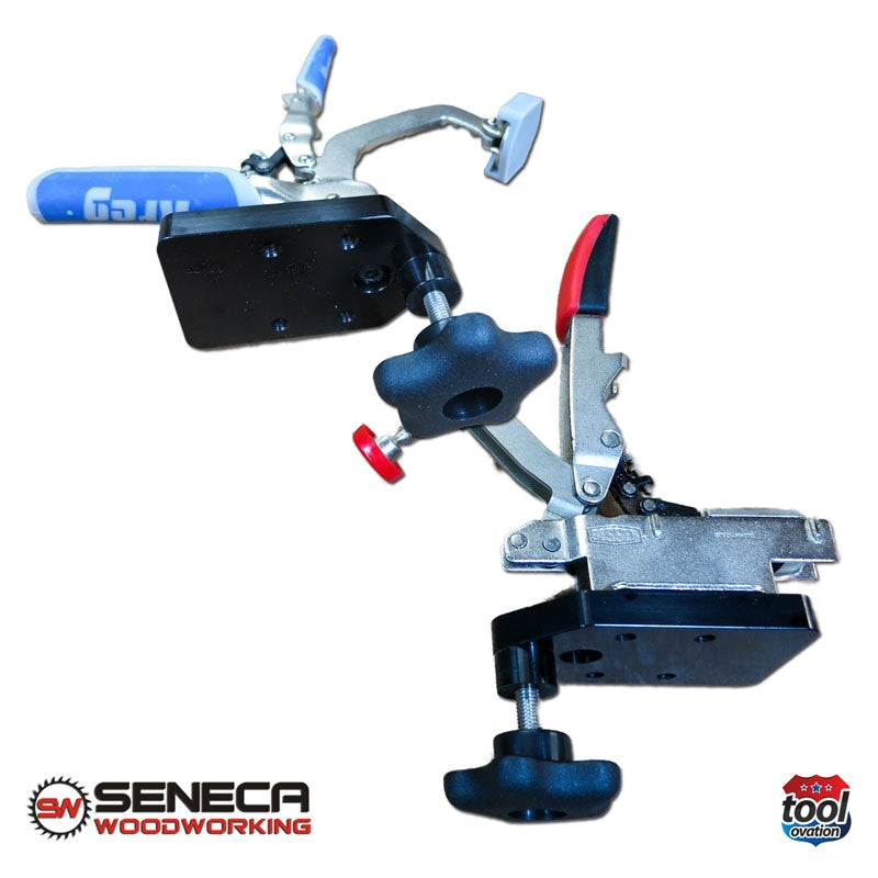SWCD01_2 Seneca Clamp Dogs - Pair of dogs with fixings - example fitting with Bessey and Kreg type clamps