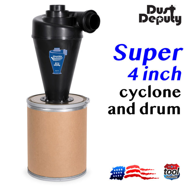 Oneida Air Systems Super Dust Deputy (4/5 DIY) Cycloonafscheider voor 1-3HP enkeltraps stofverzamelaars Oneida Air Systems Super Dust Deputy (4/5 DIY) Cycloonafscheider voor 1-3HP enkeltraps stofverzamelaars