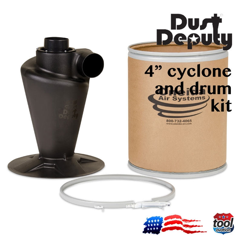 Oneida AXD002040A Dust Deputy - 4" Cyclone & Drum Kit - kit contents