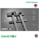 Damstom Panel Clamp - D300 (single) - consists of: Handle, Rivet, Rail, ACME screw, Push Cap, Stopper, Pivot, Grip Knob and Side Bar Screw