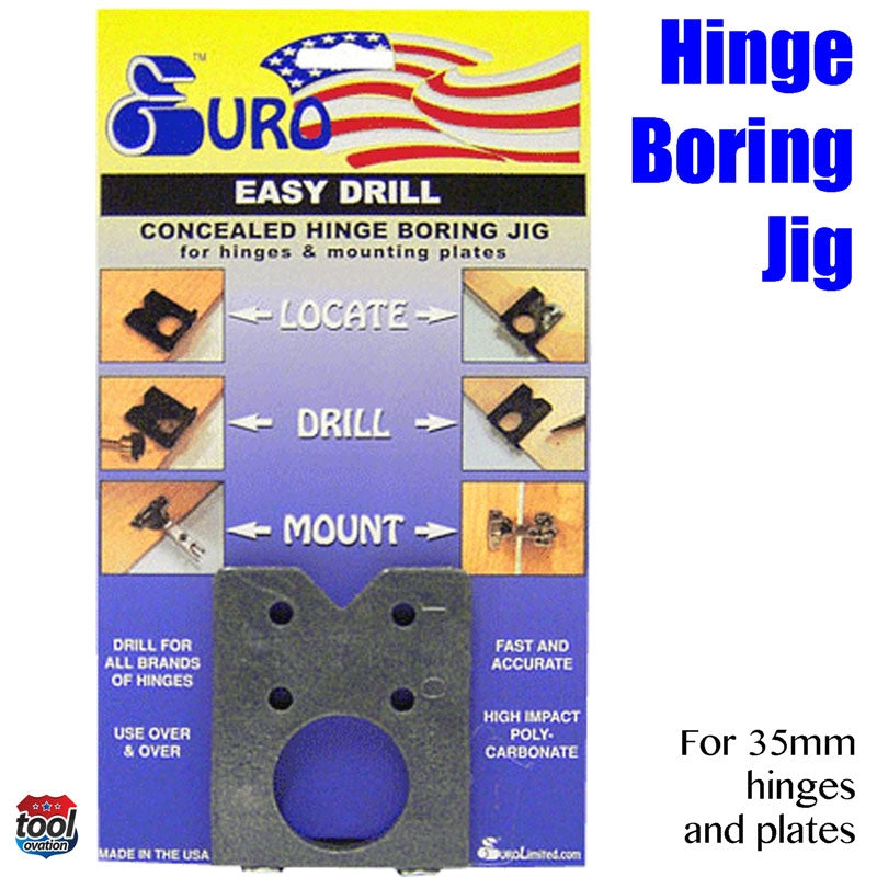 EASY.DRILL Easy Drill Hinge Boring Jig for 35mm concealed hinges - packaging with instructions