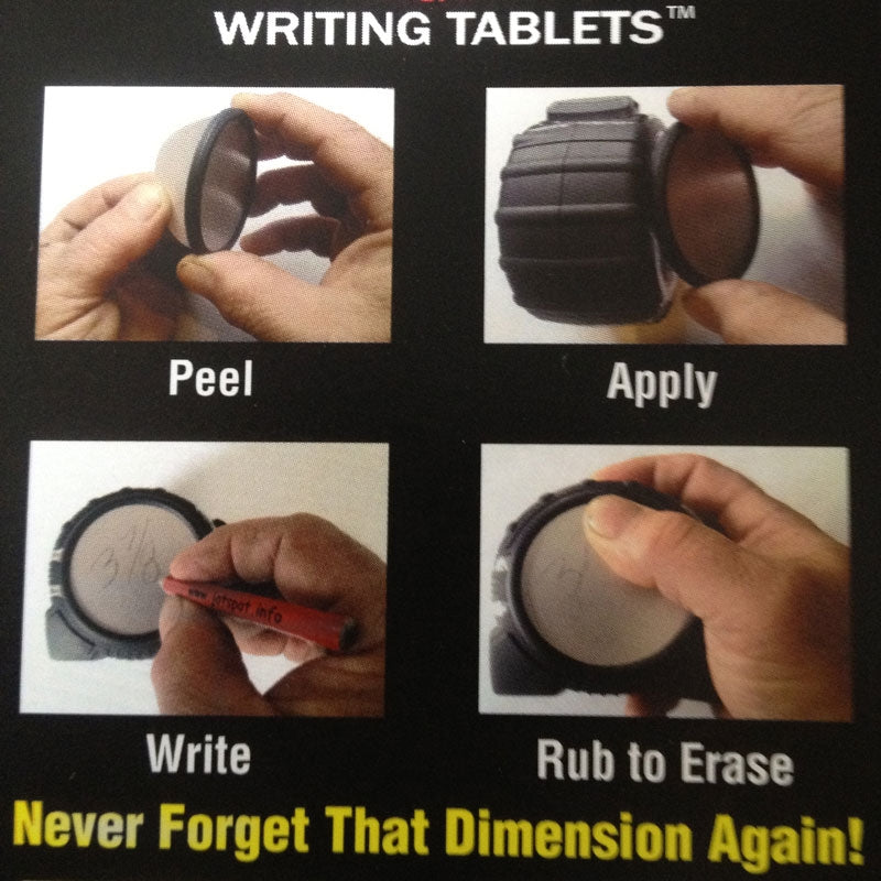 JotSpot Reusable Tablet 2.25" - Peel, apply to tape measure, write and rub to erase